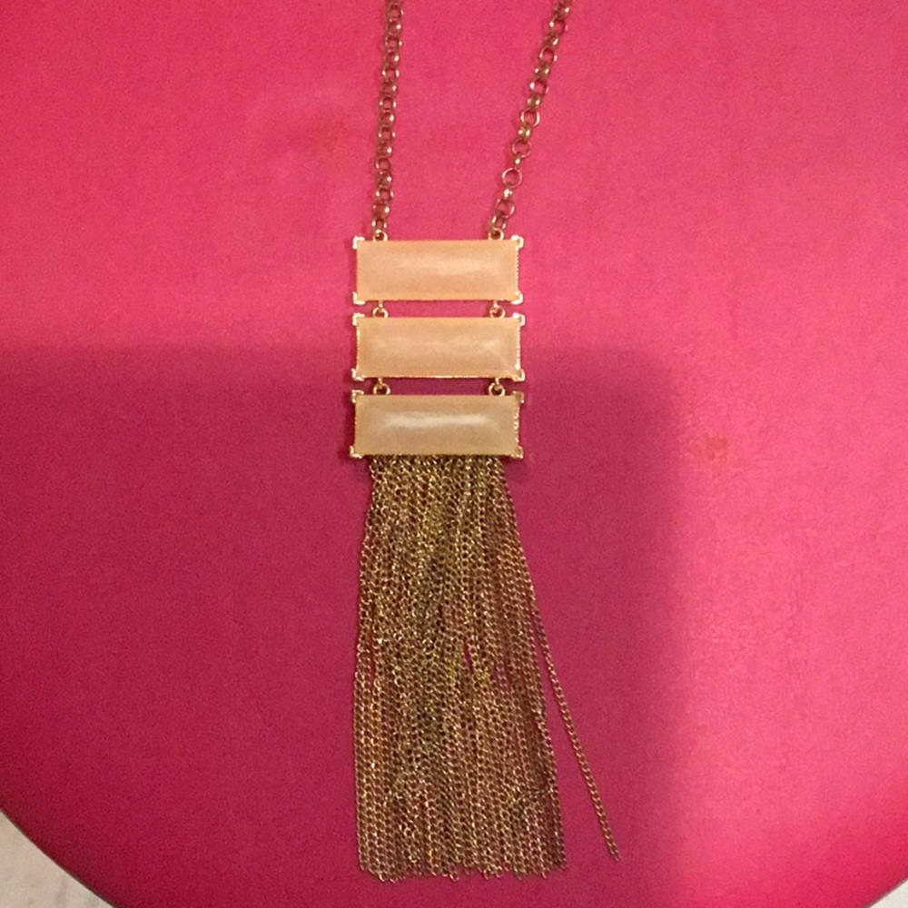 Long gold tassel necklace